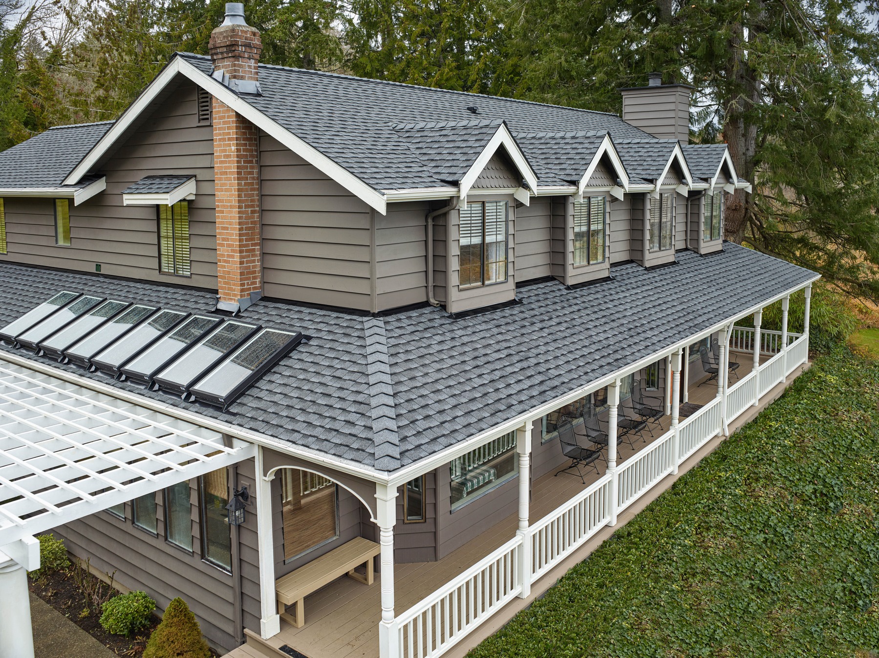 Shingle roof on a two-story home